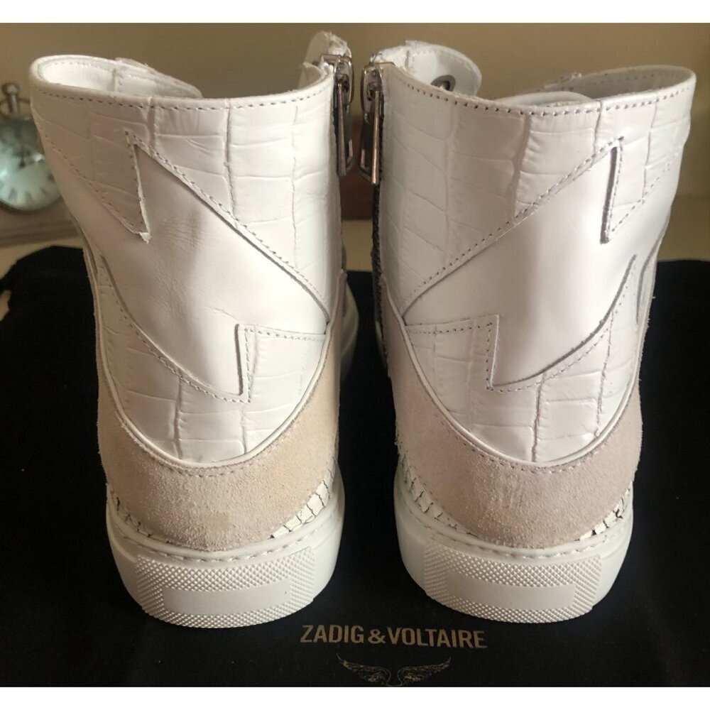 NIB Zadig & Voltaire High Flash Keith Leather Suede Sneaker Snake look Size 7 - Picture 6 of 13